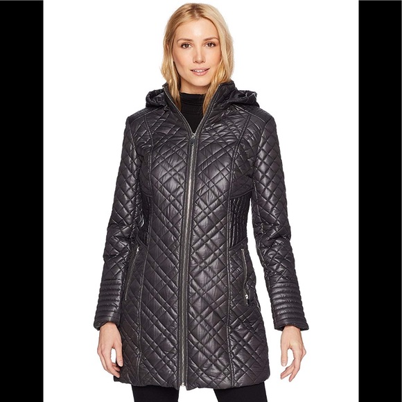 Via Spiga Jackets & Blazers - Via Spiga Women Center Zip Diamond Quilt gun metal